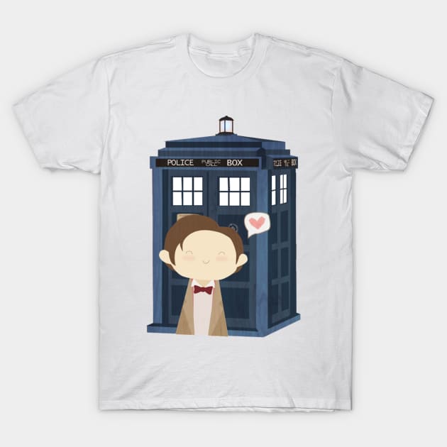 TARDIS and 11th T-Shirt by TEEVERSE